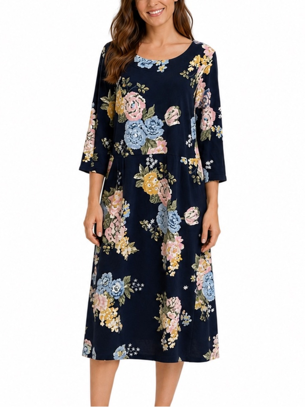 Joules Beth Shift Dress Jersey Navy Blue Floral Career Church Size 14 New